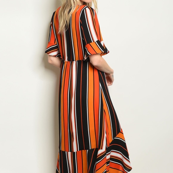 BLACK ORANGE STRIPES- DRESS - Picture 3 of 3
